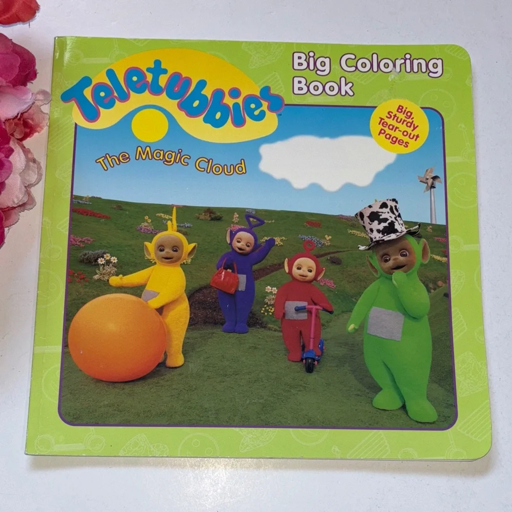 Teletubbies Big Coloring Book The Magic Cloud Tear Out Pages Tinky Winky Vintage